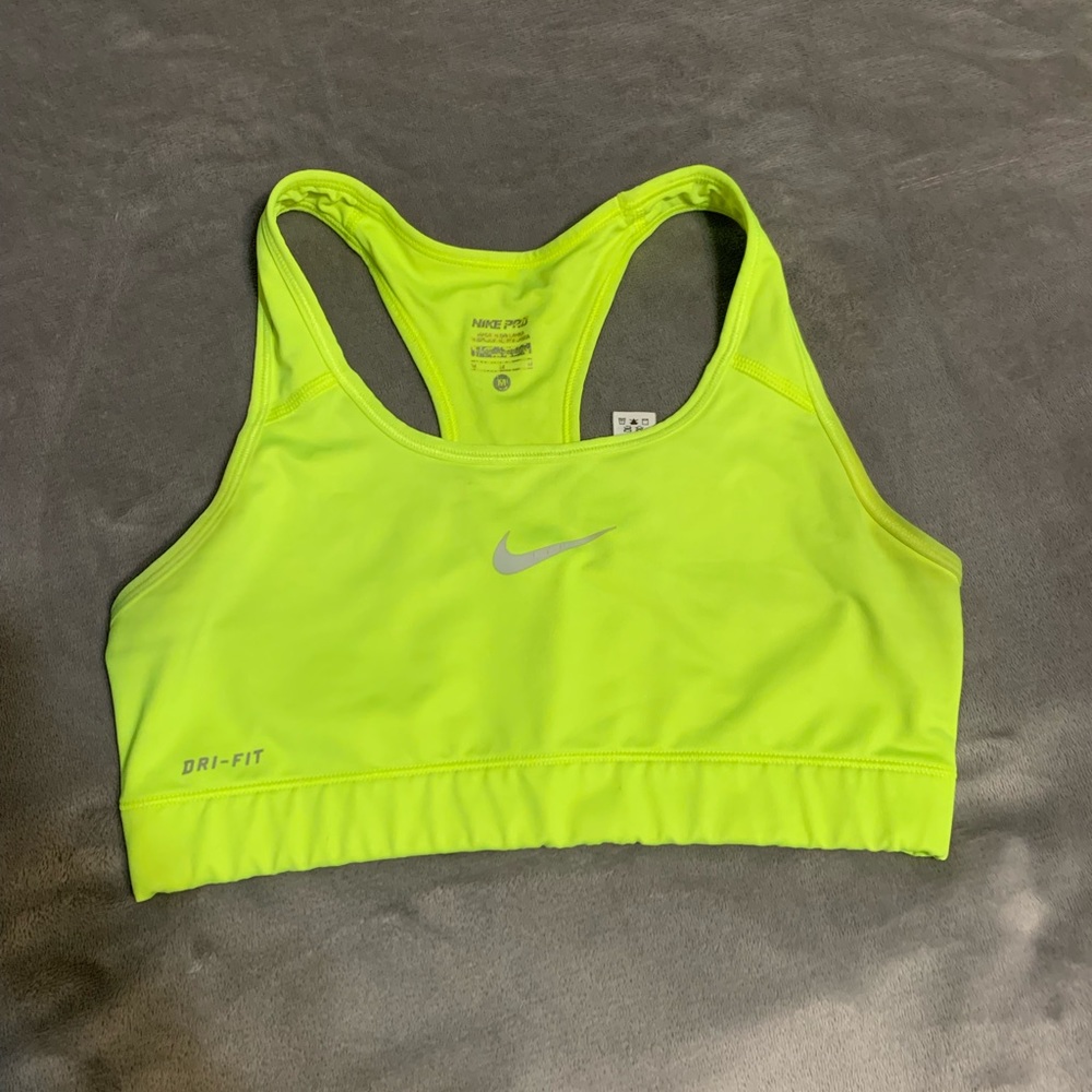 neon yellow nike sports bra